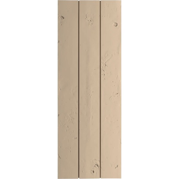 Ekena Millwork Rustic Three Board Joined Board-n-Batten Knotty Pine Faux Wood Shutters w/No Batten, 16 1/2"W x 80"H - SHUBJN16X80KPPR