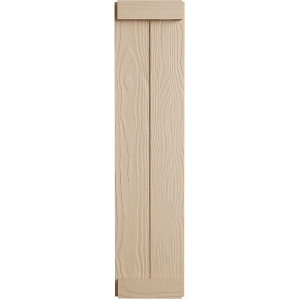 Ekena Millwork Rustic Two Board Joined Board-n-Batten Sandblasted Faux Wood Shutters w/End Batten, 11W x 70H, PR - SHUBJE11X70SDPR