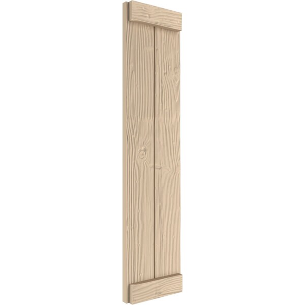 Ekena Millwork Rustic Two Board Joined Board-n-Batten Sandblasted Faux Wood Shutters w/End Batten, 11W x 70H, PR - SHUBJE11X70SDPR