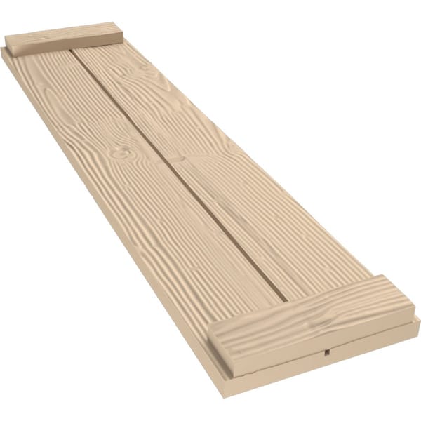 Ekena Millwork Rustic Two Board Joined Board-n-Batten Sandblasted Faux Wood Shutters w/End Batten, 11W x 70H, PR - SHUBJE11X70SDPR