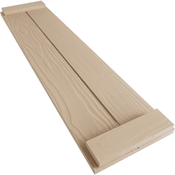 Ekena Millwork Rustic Two Board Joined Board-n-Batten Sandblasted Faux Wood Shutters w/End Batten, 11W x 70H, PR - SHUBJE11X70SDPR