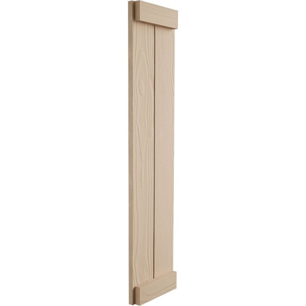 Ekena Millwork Rustic Two Board Joined Board-n-Batten Sandblasted Faux Wood Shutters w/End Batten, 11W x 70H, PR - SHUBJE11X70SDPR