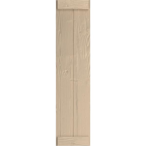 Ekena Millwork Rustic Two Board Joined Board-n-Batten Sandblasted Faux Wood Shutters w/End Batten, 11W x 70H, PR - SHUBJE11X70SDPR