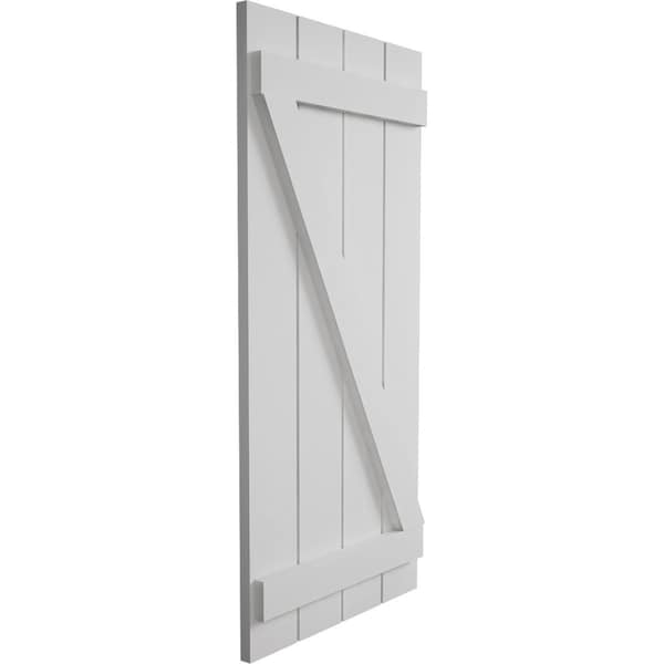 Ekena Millwork Rustic Four Board Joined Board-n-Batten Smooth Faux Wood Shutters w/Z-Board, 22W x 26H, PR - SHUBJZ22X26SMPR