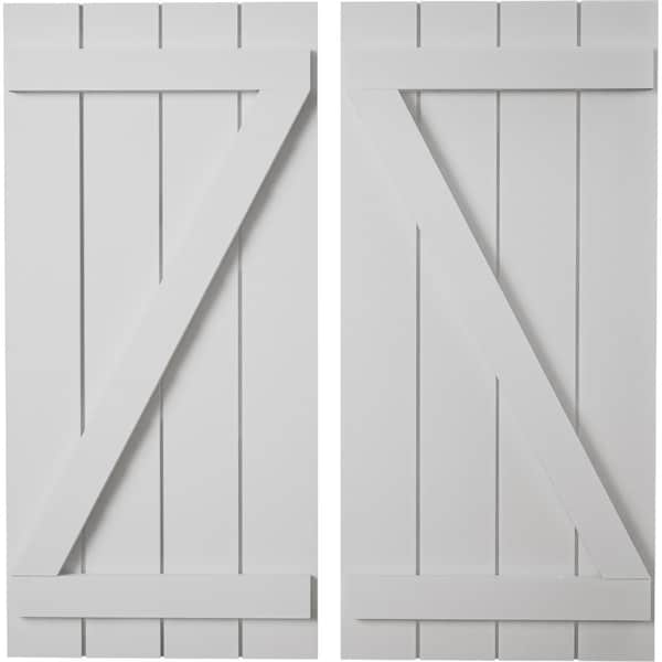 Ekena Millwork Rustic Four Board Joined Board-n-Batten Smooth Faux Wood Shutters w/Z-Board, 22W x 26H, PR - SHUBJZ22X26SMPR