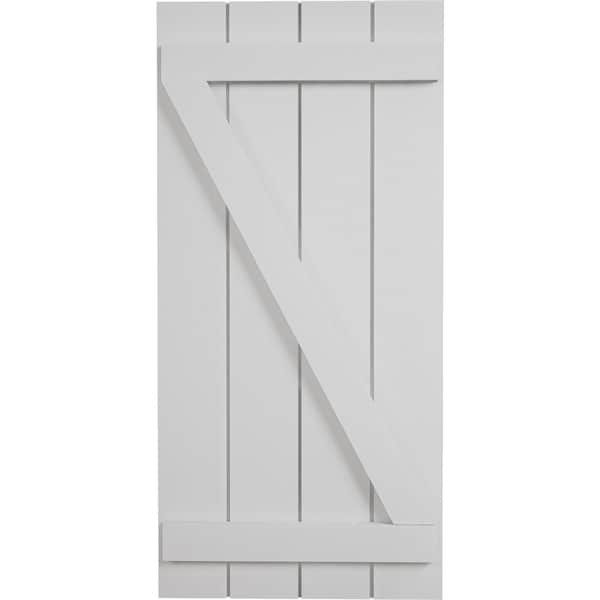 Ekena Millwork Rustic Four Board Joined Board-n-Batten Smooth Faux Wood Shutters w/Z-Board, 22W x 26H, PR - SHUBJZ22X26SMPR