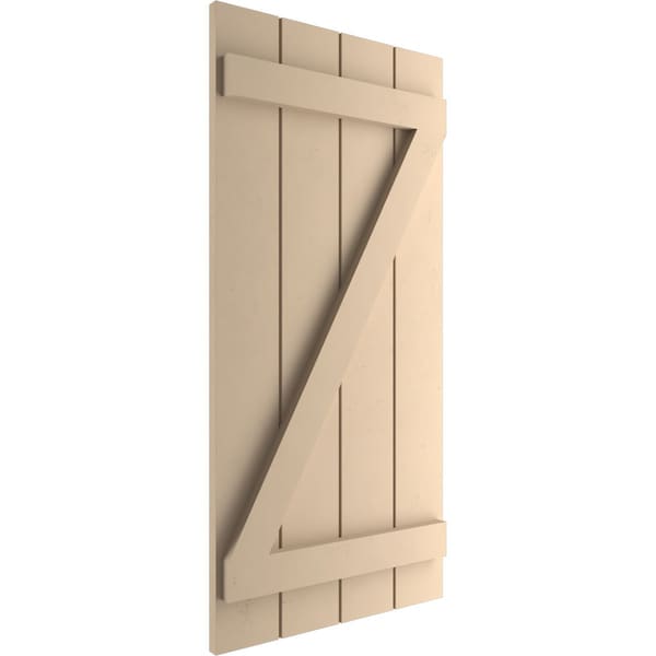 Ekena Millwork Rustic Four Board Joined Board-n-Batten Smooth Faux Wood Shutters w/Z-Board, 22W x 26H, PR - SHUBJZ22X26SMPR