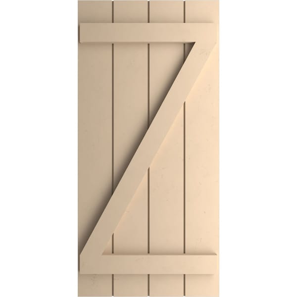 Ekena Millwork Rustic Four Board Joined Board-n-Batten Smooth Faux Wood Shutters w/Z-Board, 22W x 26H, PR - SHUBJZ22X26SMPR