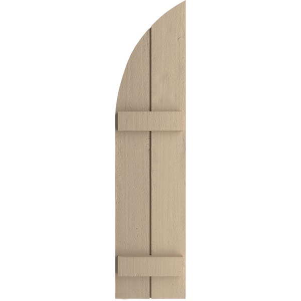 Ekena Millwork Rough Cedar 2 Board Joined Board-n-Batten w/Quarter Round Arch Top Faux Wood Shutters, 11W x 66H, PR - SHUBJQ11X66RCPR