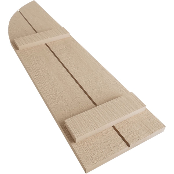 Ekena Millwork Rough Cedar 2 Board Joined Board-n-Batten w/Quarter Round Arch Top Faux Wood Shutters, 11W x 66H, PR - SHUBJQ11X66RCPR