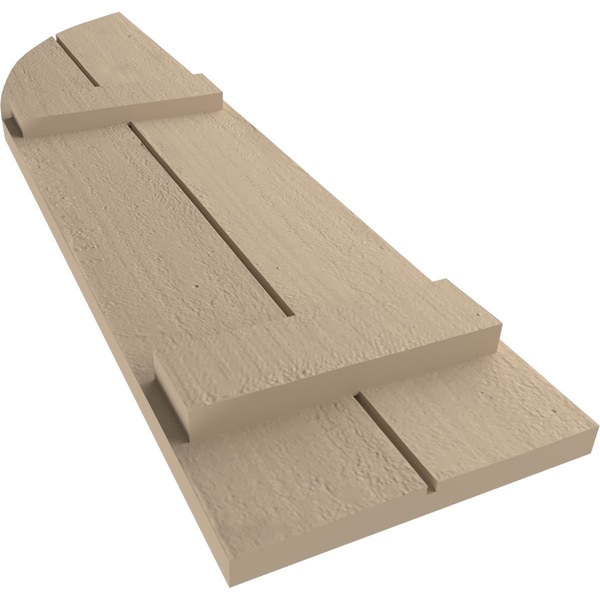 Ekena Millwork Rough Cedar 2 Board Joined Board-n-Batten w/Quarter Round Arch Top Faux Wood Shutters, 11W x 66H, PR - SHUBJQ11X66RCPR
