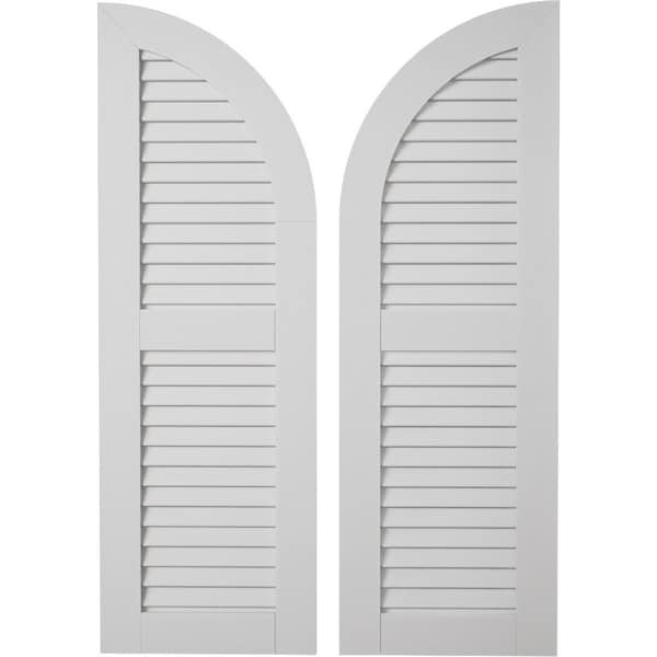 Ekena Millwork Smooth 2 Equal Louver w/Quarter Round Arch Top Faux Wood Shutters, 15W x 78H 63 Low Side, PR - SHULVQ15X78SMPR