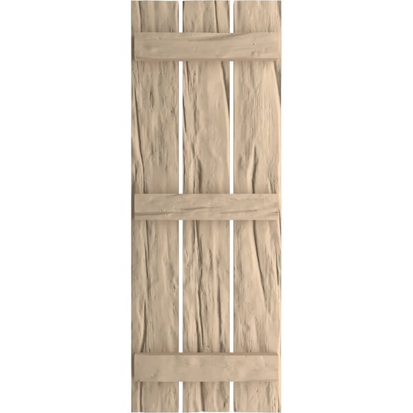 Ekena Millwork Rustic Three Board Spaced Board-n-Batten Riverwood Faux Wood Shutters, 17 1/2W x 80H, PR - SHUBSS17X80RWPR