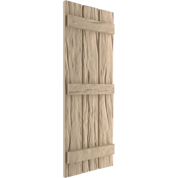 Ekena Millwork Rustic Three Board Spaced Board-n-Batten Riverwood Faux Wood Shutters, 17 1/2W x 80H, PR - SHUBSS17X80RWPR