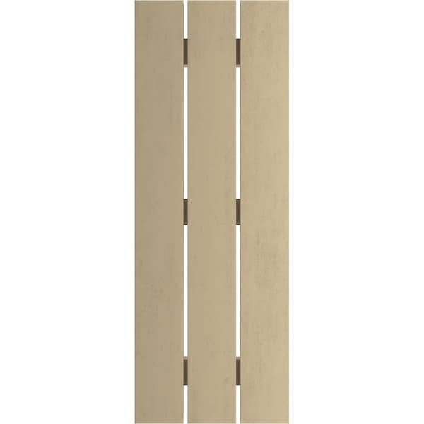 Ekena Millwork Rustic Three Board Spaced Board-n-Batten Riverwood Faux Wood Shutters, 17 1/2W x 80H, PR - SHUBSS17X80RWPR