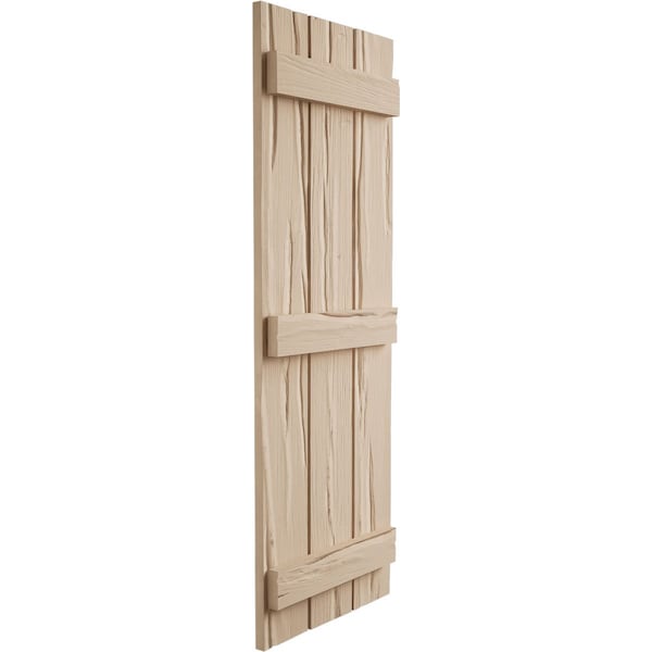Ekena Millwork Rustic Three Board Spaced Board-n-Batten Riverwood Faux Wood Shutters, 17 1/2W x 80H, PR - SHUBSS17X80RWPR