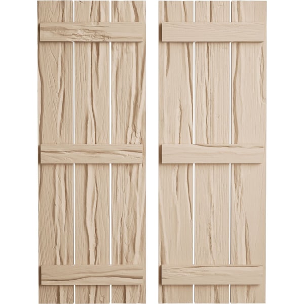 Ekena Millwork Rustic Three Board Spaced Board-n-Batten Riverwood Faux Wood Shutters, 17 1/2W x 80H, PR - SHUBSS17X80RWPR