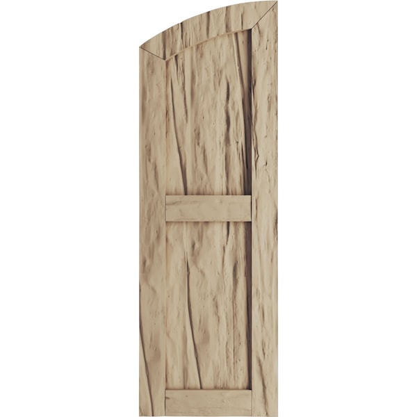 Ekena Millwork Riverwood 2 Equal Flat Panel w/Elliptical Top Faux Wood Shutters, 18W x 66H 60 Low Side, PR - SHUFPL18X66RWPR