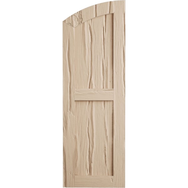 Ekena Millwork Riverwood 2 Equal Flat Panel w/Elliptical Top Faux Wood Shutters, 18W x 66H 60 Low Side, PR - SHUFPL18X66RWPR