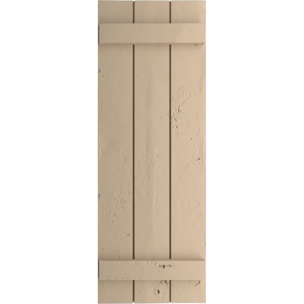 Ekena Millwork Rustic Three Board Joined Board-n-Batten Knotty Pine Faux Wood Shutters, 16 1/2W x 34H, PR - SHUBJS16X34KPPR