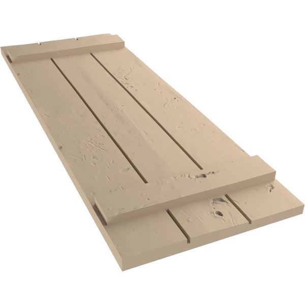 Ekena Millwork Rustic Three Board Joined Board-n-Batten Knotty Pine Faux Wood Shutters, 16 1/2W x 34H, PR - SHUBJS16X34KPPR