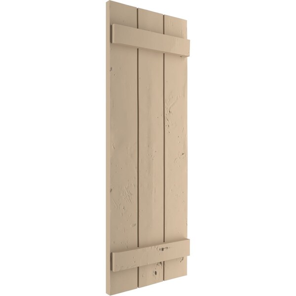 Ekena Millwork Rustic Three Board Joined Board-n-Batten Knotty Pine Faux Wood Shutters, 16 1/2W x 34H, PR - SHUBJS16X34KPPR