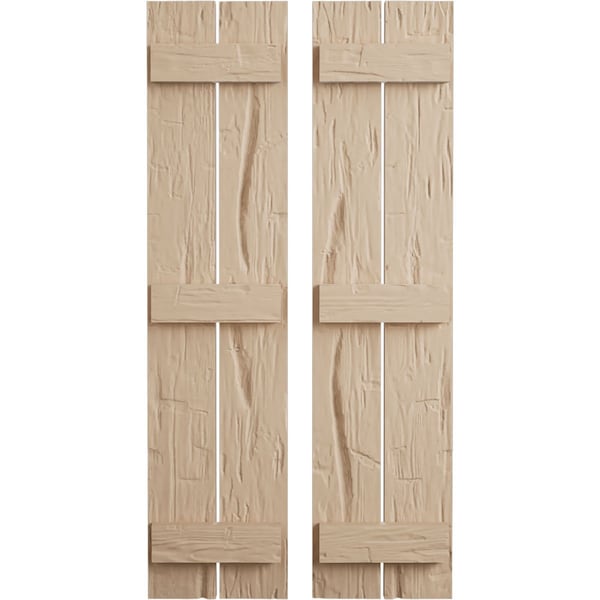 Ekena Millwork Rustic Two Board Spaced Board-n-Batten Hand Hewn Faux Wood Shutters, 11 1/2W x 84H, PR - SHUBSS11X84HHPR
