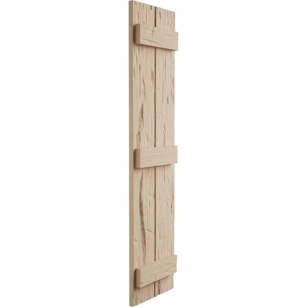 Ekena Millwork Rustic Two Board Spaced Board-n-Batten Hand Hewn Faux Wood Shutters, 11 1/2W x 84H, PR - SHUBSS11X84HHPR