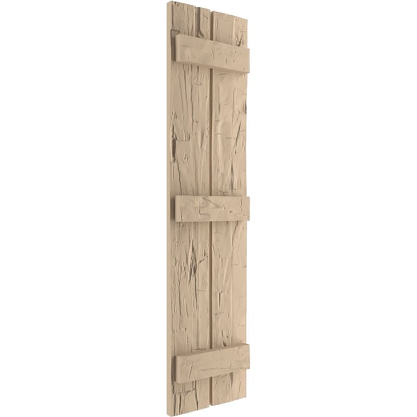 Ekena Millwork Rustic Two Board Spaced Board-n-Batten Hand Hewn Faux Wood Shutters, 11 1/2W x 84H, PR - SHUBSS11X84HHPR