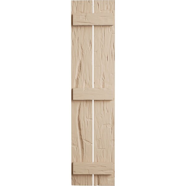 Ekena Millwork Rustic Two Board Spaced Board-n-Batten Hand Hewn Faux Wood Shutters, 11 1/2W x 84H, PR - SHUBSS11X84HHPR