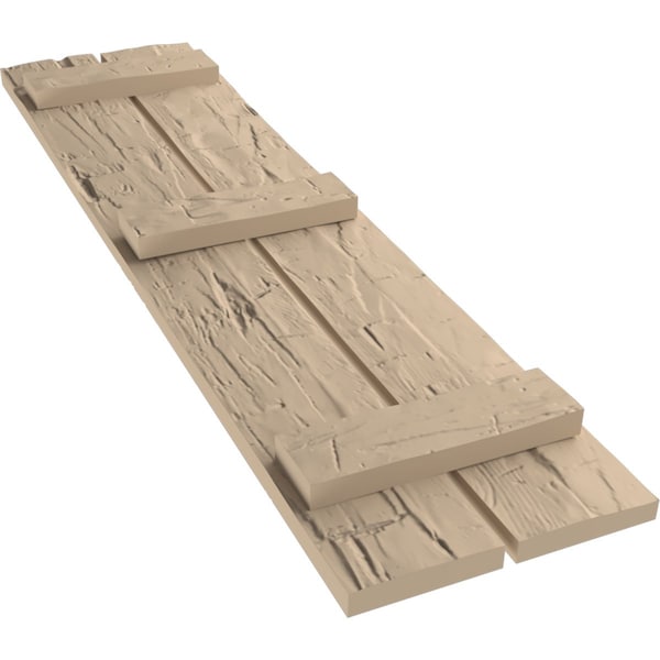 Ekena Millwork Rustic Two Board Spaced Board-n-Batten Hand Hewn Faux Wood Shutters, 11 1/2W x 84H, PR - SHUBSS11X84HHPR
