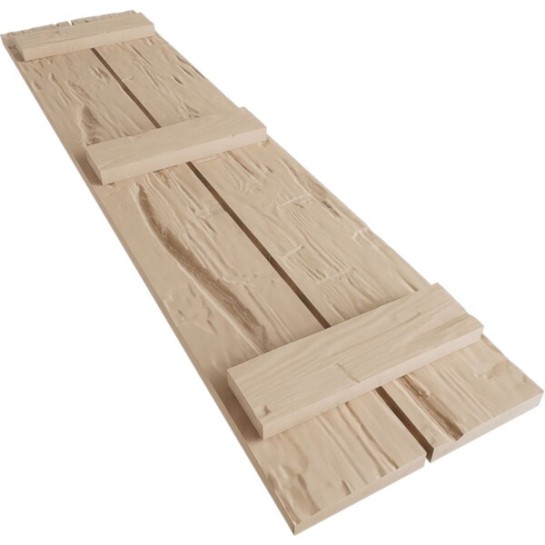 Ekena Millwork Rustic Two Board Spaced Board-n-Batten Hand Hewn Faux Wood Shutters, 11 1/2W x 84H, PR - SHUBSS11X84HHPR