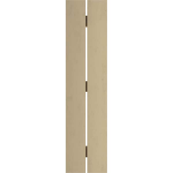 Ekena Millwork Rustic Two Board Spaced Board-n-Batten Hand Hewn Faux Wood Shutters, 11 1/2W x 84H, PR - SHUBSS11X84HHPR