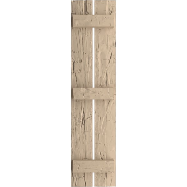 Ekena Millwork Rustic Two Board Spaced Board-n-Batten Hand Hewn Faux Wood Shutters, 11 1/2W x 84H, PR - SHUBSS11X84HHPR