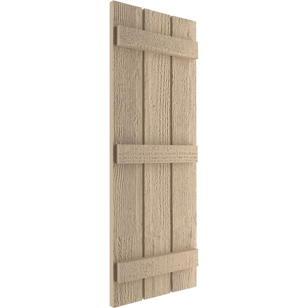 Ekena Millwork Rustic Three Board Spaced Board-n-Batten Rough Sawn Faux Wood Shutters, 17 1/2W x 76H, PR - SHUBSS17X76RSPR