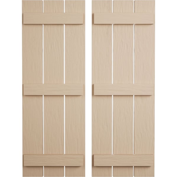 Ekena Millwork Rustic Three Board Spaced Board-n-Batten Rough Sawn Faux Wood Shutters, 17 1/2W x 76H, PR - SHUBSS17X76RSPR