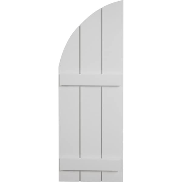 Ekena Millwork Smooth 3 Board Joined Board-n-Batten w/Quarter Round Arch Top Faux Wood Shutters, 16 1/2W x 86H, PR - SHUBJQ16X86SMPR