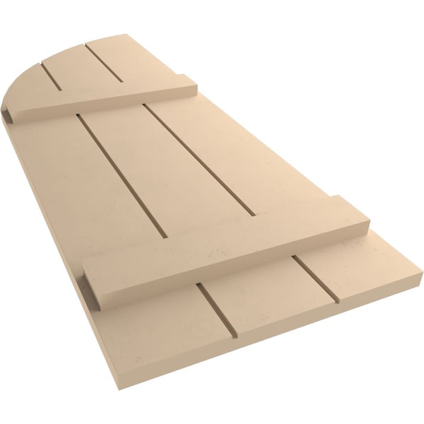 Ekena Millwork Smooth 3 Board Joined Board-n-Batten w/Quarter Round Arch Top Faux Wood Shutters, 16 1/2W x 86H, PR - SHUBJQ16X86SMPR