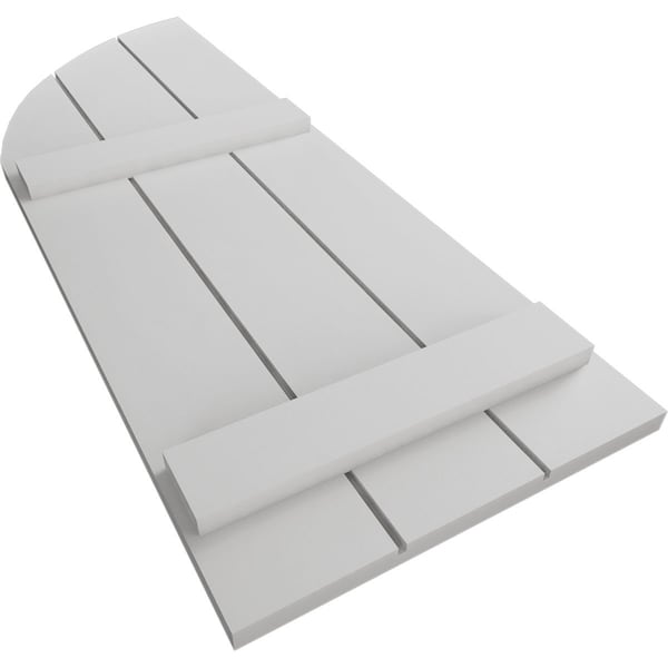 Ekena Millwork Smooth 3 Board Joined Board-n-Batten w/Quarter Round Arch Top Faux Wood Shutters, 16 1/2W x 86H, PR - SHUBJQ16X86SMPR