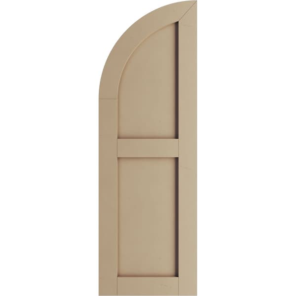 Ekena Millwork Smooth 2 Equal Flat Panel w/Quarter Round Arch Top Faux Wood Shutters, 15W x 68H 53 Low Side, PR - SHUFPQ15X68SMPR