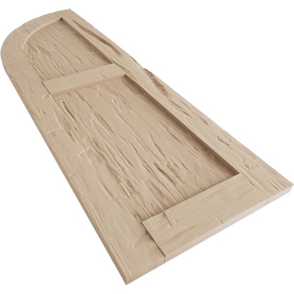 Ekena Millwork Hand Hewn 2 Equal Flat Panel w/Quarter Round Arch Top Faux Wood Shutters, 12W x 48H, 36 Low Side, PR - SHUFPQ12X48HHPR