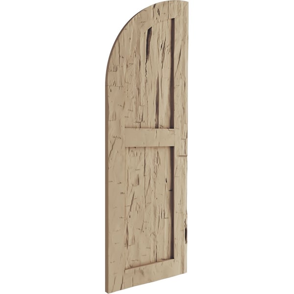Ekena Millwork Hand Hewn 2 Equal Flat Panel w/Quarter Round Arch Top Faux Wood Shutters, 12W x 48H, 36 Low Side, PR - SHUFPQ12X48HHPR