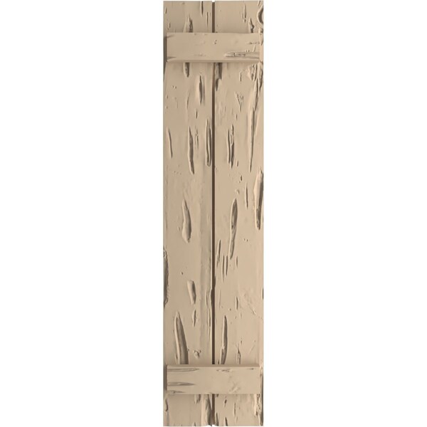 Ekena Millwork Rustic Two Board Joined Board-n-Batten Pecky Cypress Faux Wood Shutters, 11"W x 50"H - SHUBJS11X50PCPR