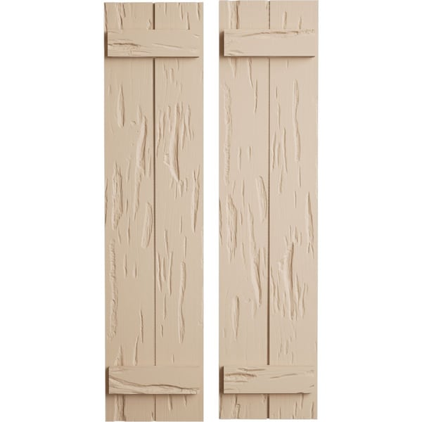 Ekena Millwork Rustic Two Board Joined Board-n-Batten Pecky Cypress Faux Wood Shutters, 11"W x 50"H - SHUBJS11X50PCPR