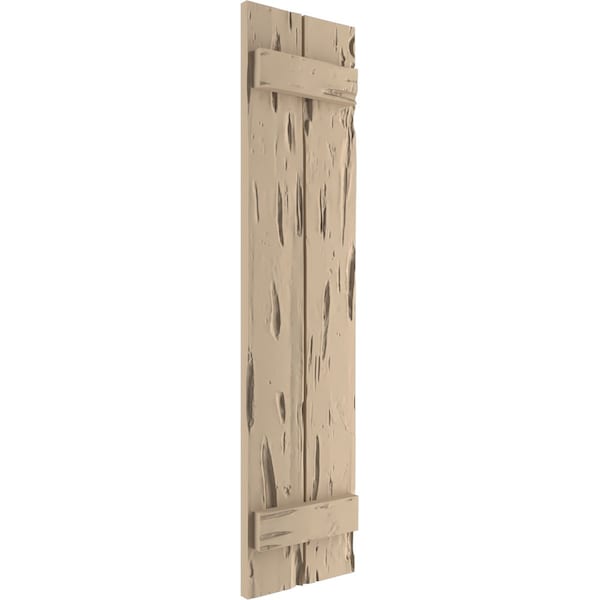 Ekena Millwork Rustic Two Board Joined Board-n-Batten Pecky Cypress Faux Wood Shutters, 11"W x 50"H - SHUBJS11X50PCPR