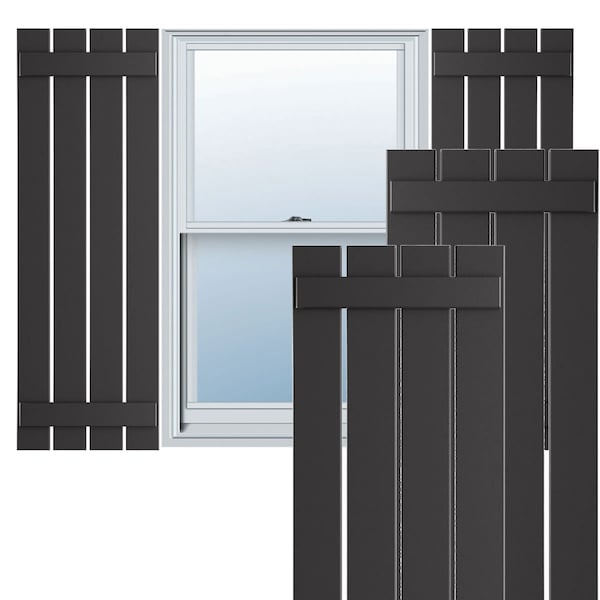 Ekena Millwork True Fit PVC, Four Board Spaced Board-n-Batten Shutters, Shadow Mountain , 23W x 56H, PR - TFP101SBF23X056SM