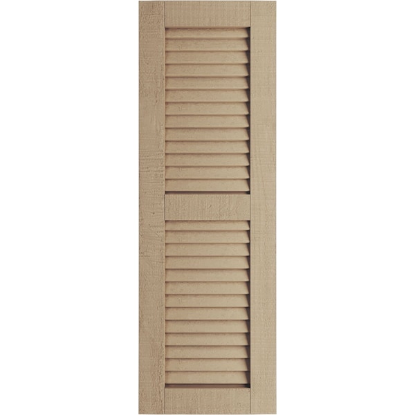 Ekena Millwork Rustic Two Equal Louver Rough Cedar Faux Wood Shutters (Per Pair), Primed Tan, 12"W x 26"H - SHULV12X26RCPR