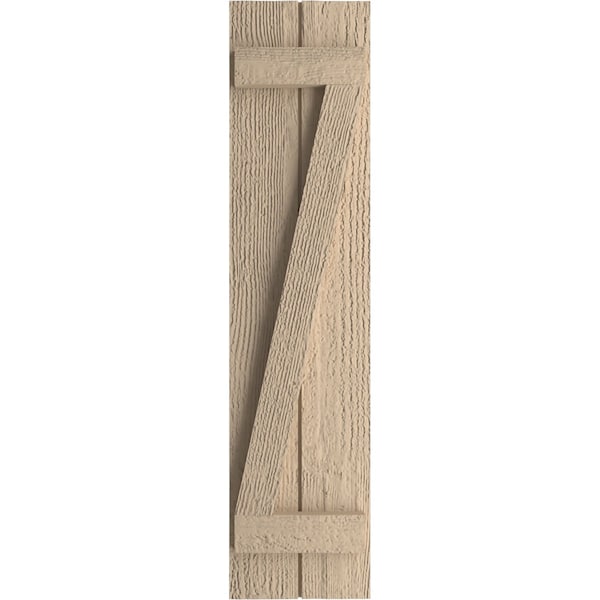 Ekena Millwork Rustic Two Board Joined Board-n-Batten Rough Sawn Faux Wood Shutters w/Z-Board, 11W x 76H, PR - SHUBJZ11X76RSPR