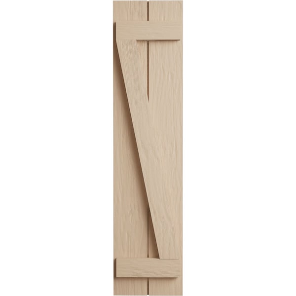 Ekena Millwork Rustic Two Board Joined Board-n-Batten Rough Sawn Faux Wood Shutters w/Z-Board, 11W x 76H, PR - SHUBJZ11X76RSPR
