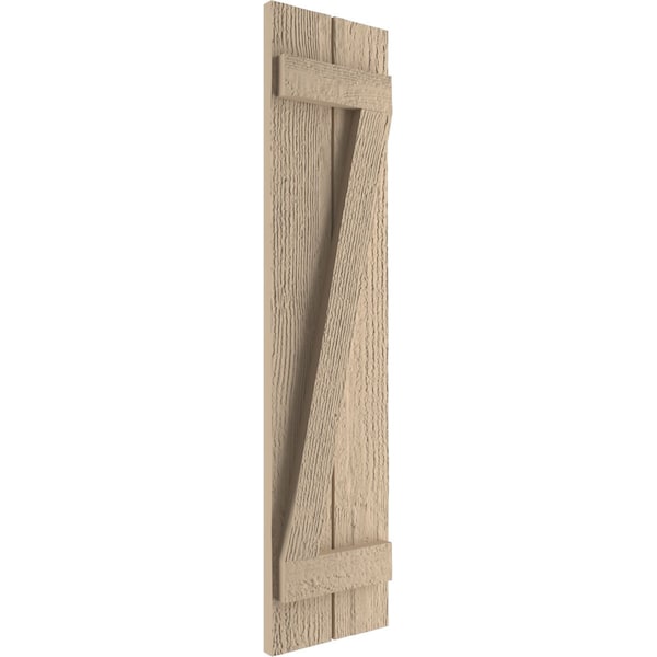 Ekena Millwork Rustic Two Board Joined Board-n-Batten Rough Sawn Faux Wood Shutters w/Z-Board, 11W x 76H, PR - SHUBJZ11X76RSPR